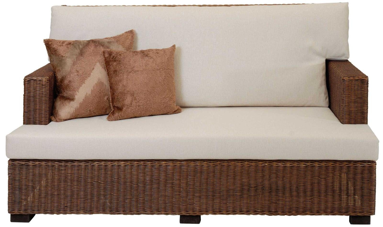 Vintage Wohnzimmer Farbe inkl. in Couch Wohnzimmer Polster, Loungesofa Krines Rattan-Sofa Home Couch Braun Rattan-Sofa inkl. Polster der Braun Farbe in der Vintage