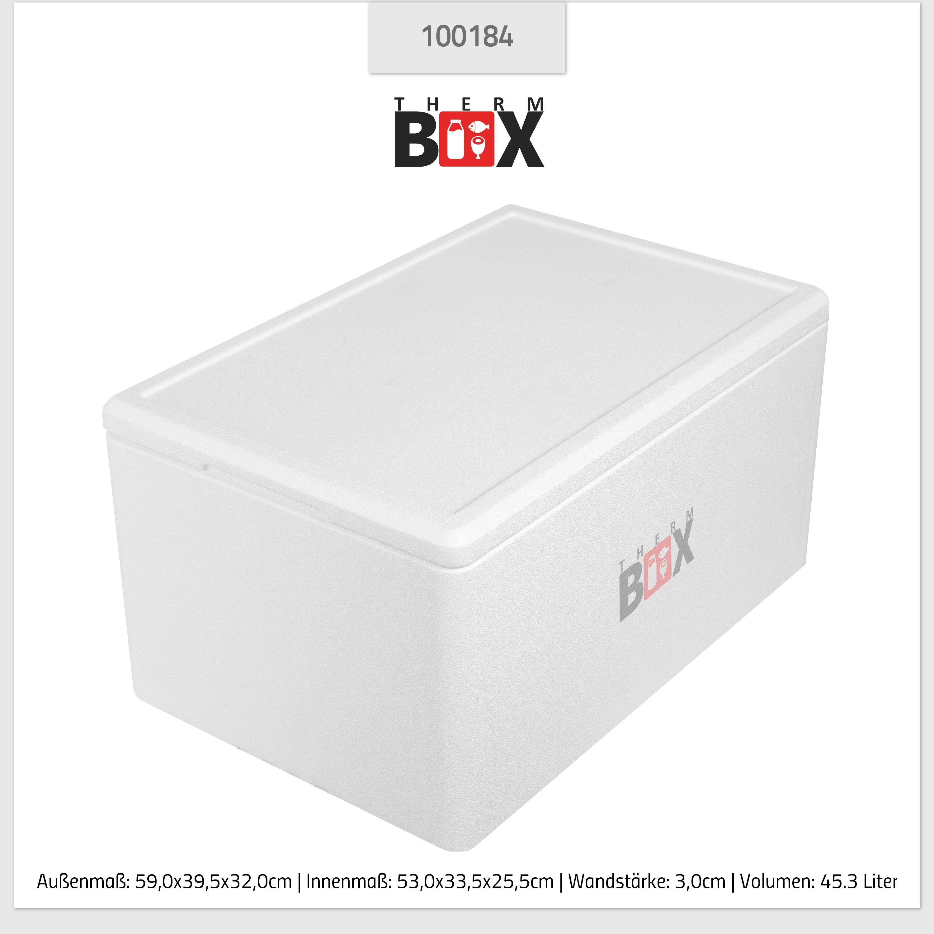 0-tlg., Wiederverwendbar 45,3L, Styropor-Verdichtet, THERM-BOX Innen: (1, Thermobehälter InIsolierbox Thermobox Wand: Styroporbox 45W Box Warmhaltebox mit Karton), 53x33x25cm Deckel 3cm Kühlbox im