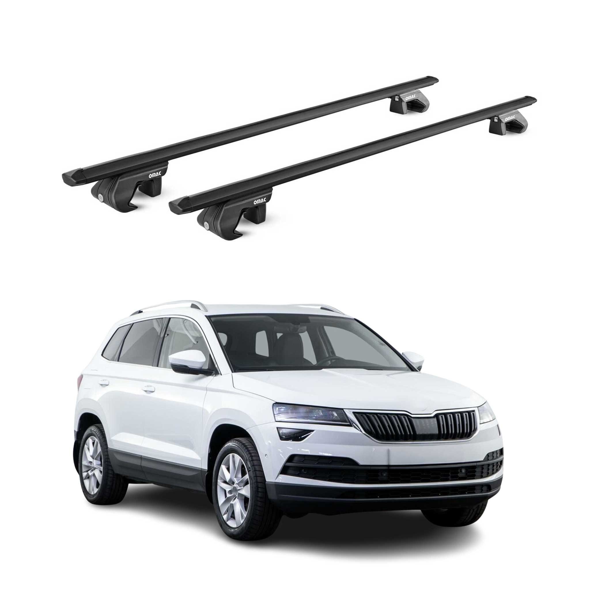 OMAC Dachträger Gepäckträger für Skoda Karoq NU7 2018-2025 Alu Schwarz 2 tlg ABE (2-St), Wasserbeständig,Abnehmbar,Multifunktional,Leichtgewichtig