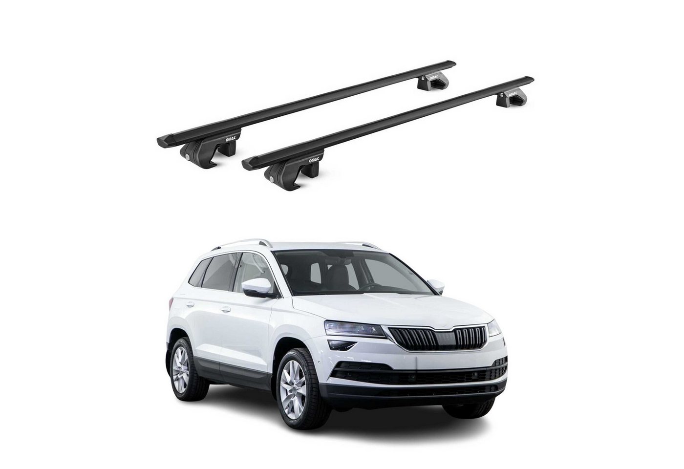 OMAC Dachträger Gepäckträger für Skoda Karoq NU7 2018-2025 Alu Schwarz 2 tlg ABE (2-St), Wasserbeständig,Abnehmbar,Multifunktional,Leichtgewichtig