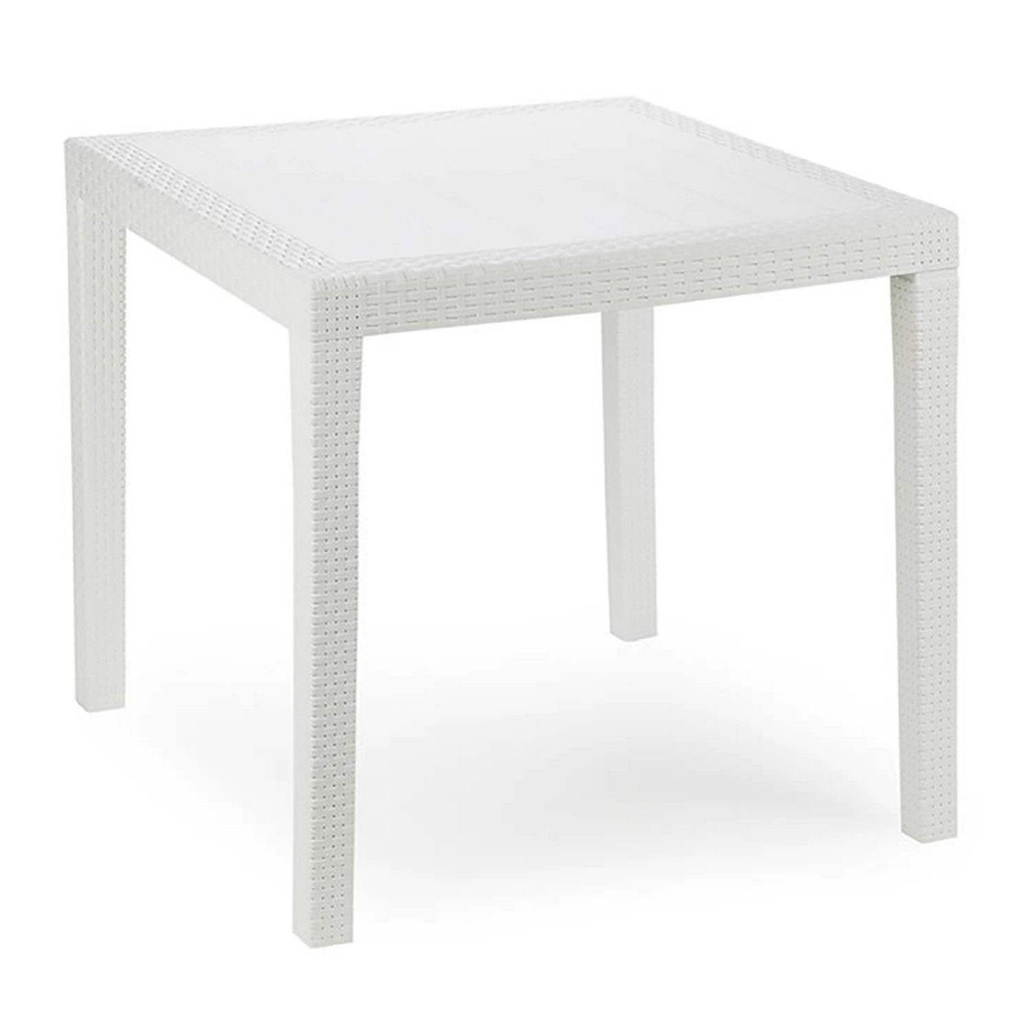 Mojawo Küchentisch Gartentisch King Eckig Weiß 79x79x72cm Rattan-Optik