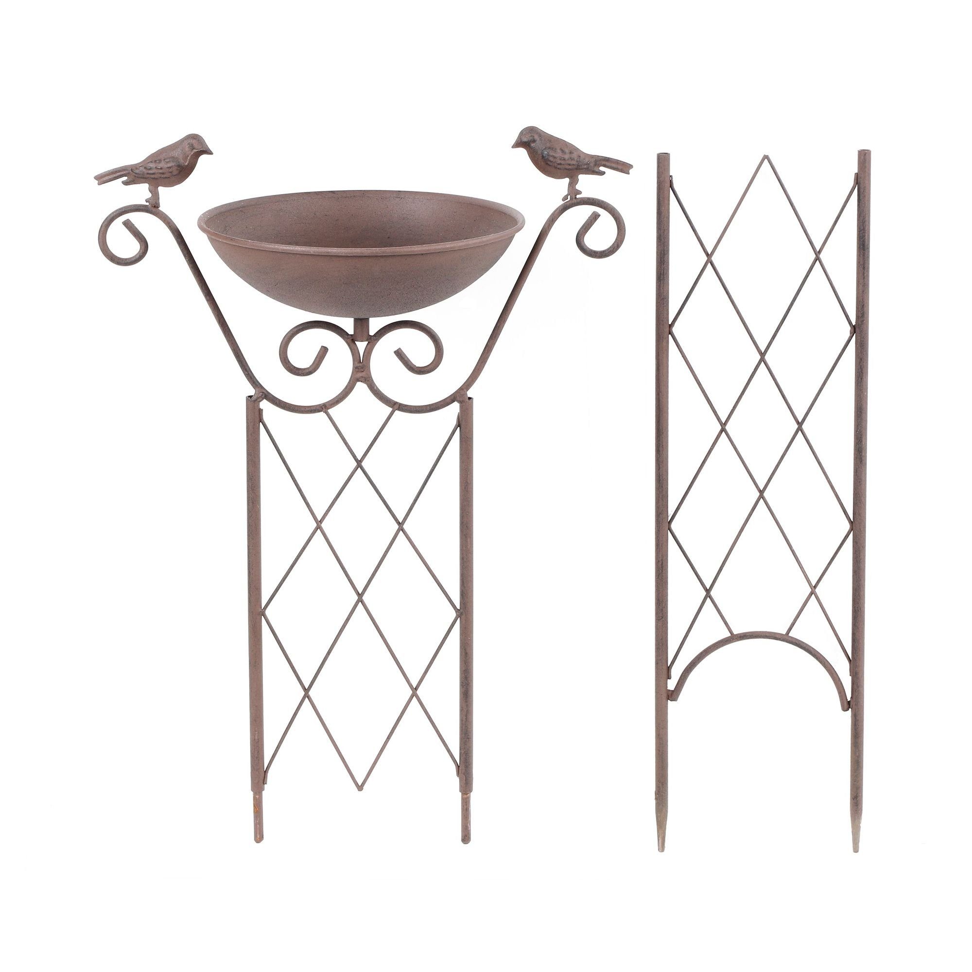 GartenHero Vogeltränke Vogeltränke Rankhilfe Metall Vogelbad Wasserschale Vögel Wasserspender Rankstab, Mit Rankhilfe, Mit Erdspießen
