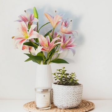Kunstblumenstrauß Künstliche Lilien Blumen Langer Stiel Künstliche für Haus Dekor, HIBNOPN