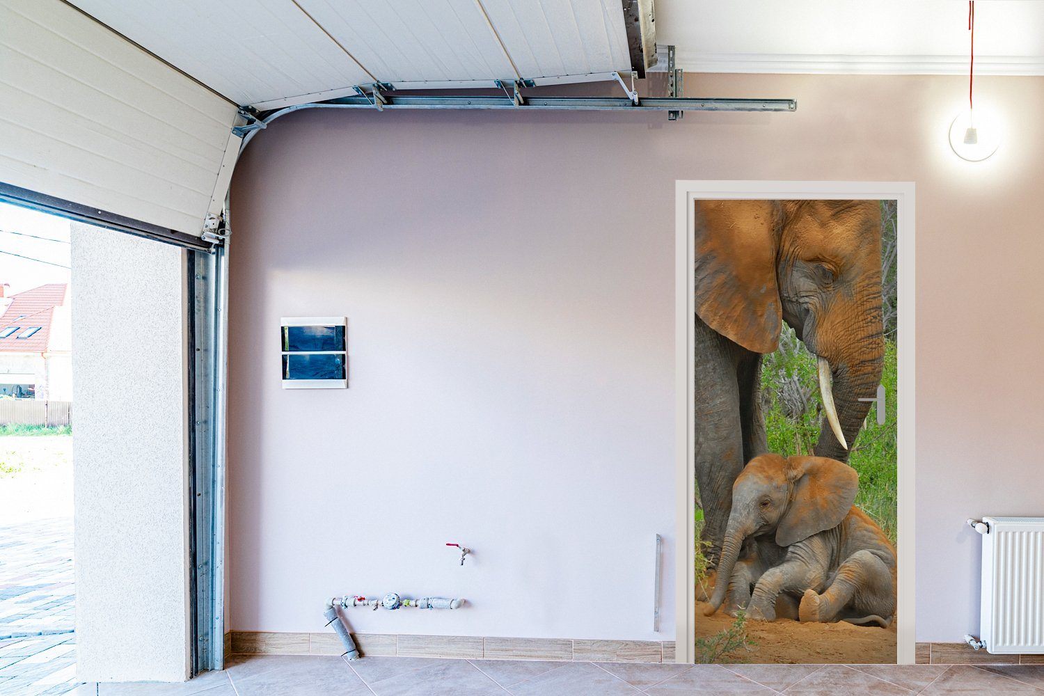 - Tiere 75x205 Sand für Fototapete Elefant (1 Türtapete - Tür, bedruckt, Türaufkleber, Matt, MuchoWow Natur, cm - St),