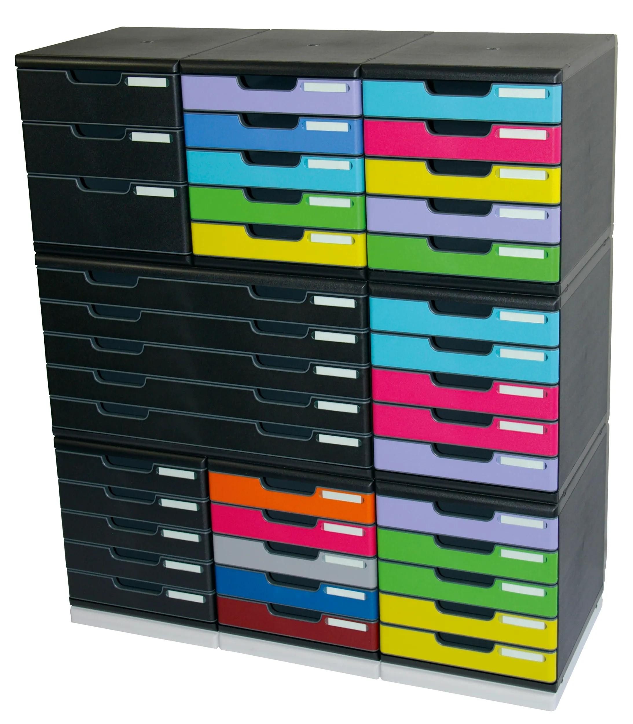 EXACOMPTA Schubladenbox Schubladenbox MODULO A4, 5 geschlossene Schubladen - Schwarz - 301414D, Schubladenboxen