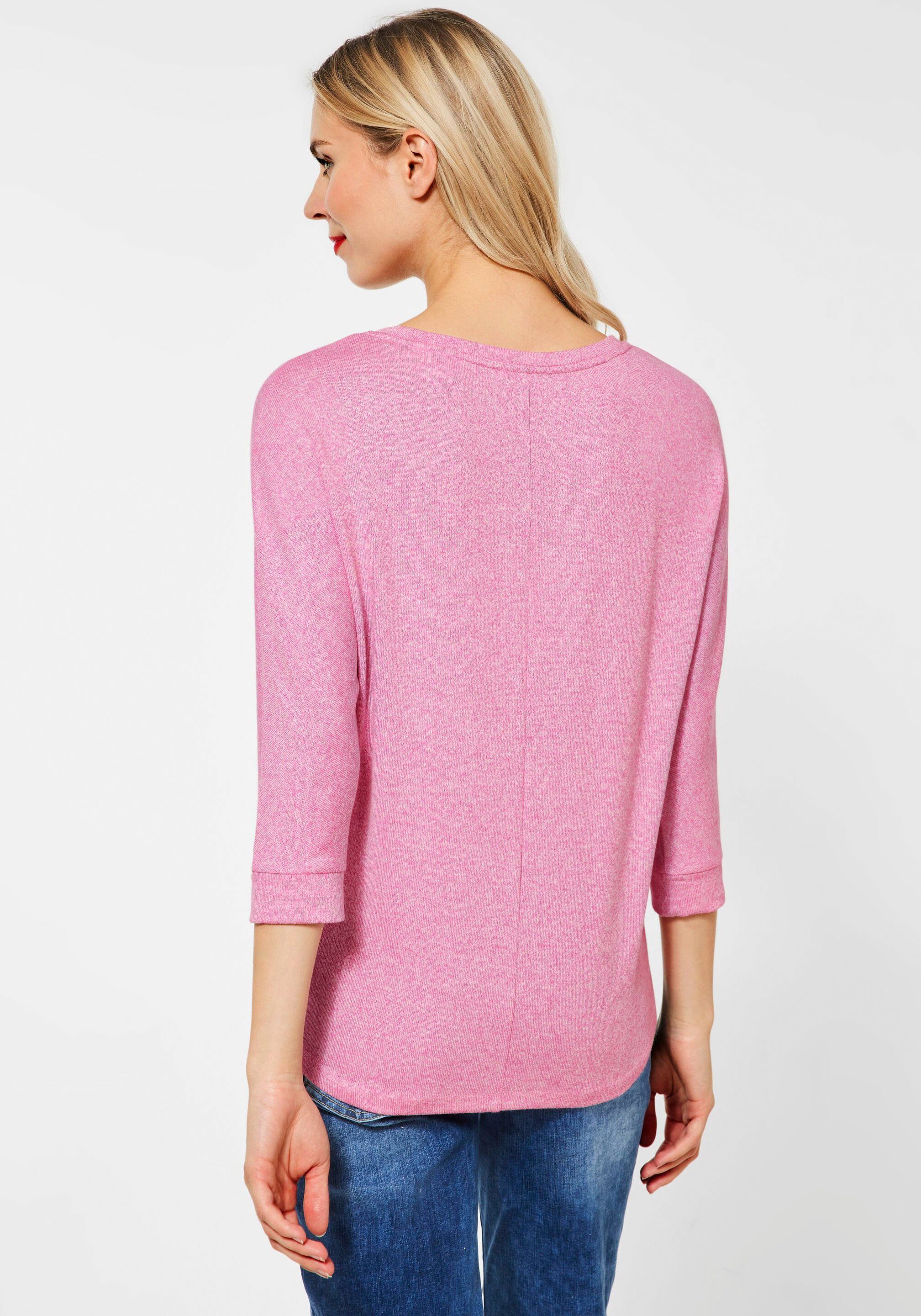 STREET ONE Style Melange-Optik melange crush pink Ellen in 3/4-Arm-Shirt