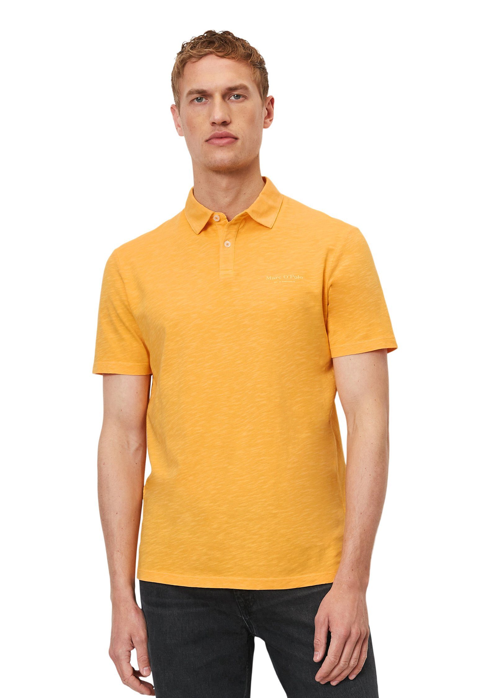 hochwertiger orange O'Polo Marc Poloshirt Bio-Baumwolle aus