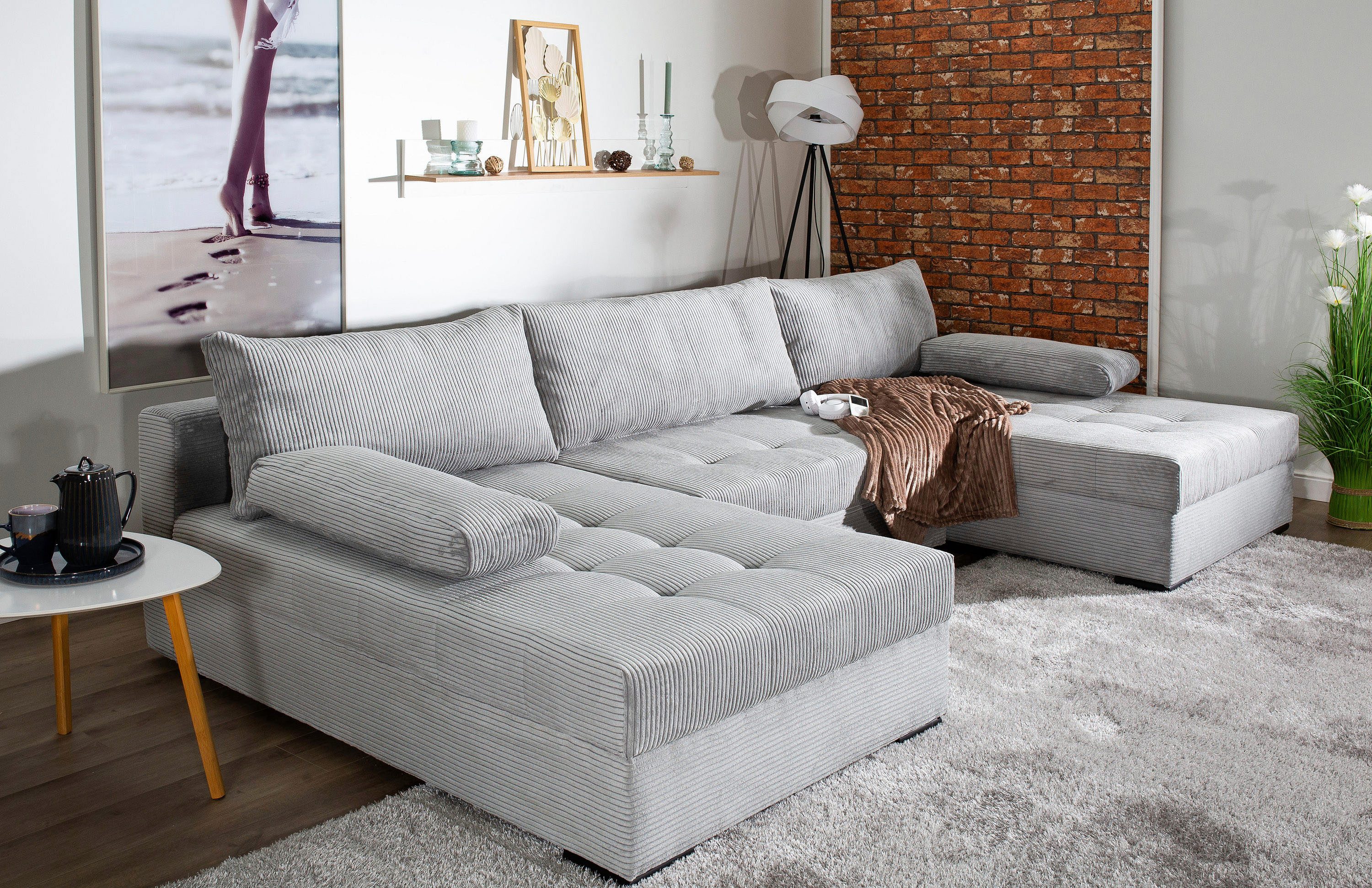 COLLECTION AB Wohnlandschaft "Josy U-Form, B: 307 cm" mit Bettfunktion & Be günstig online kaufen