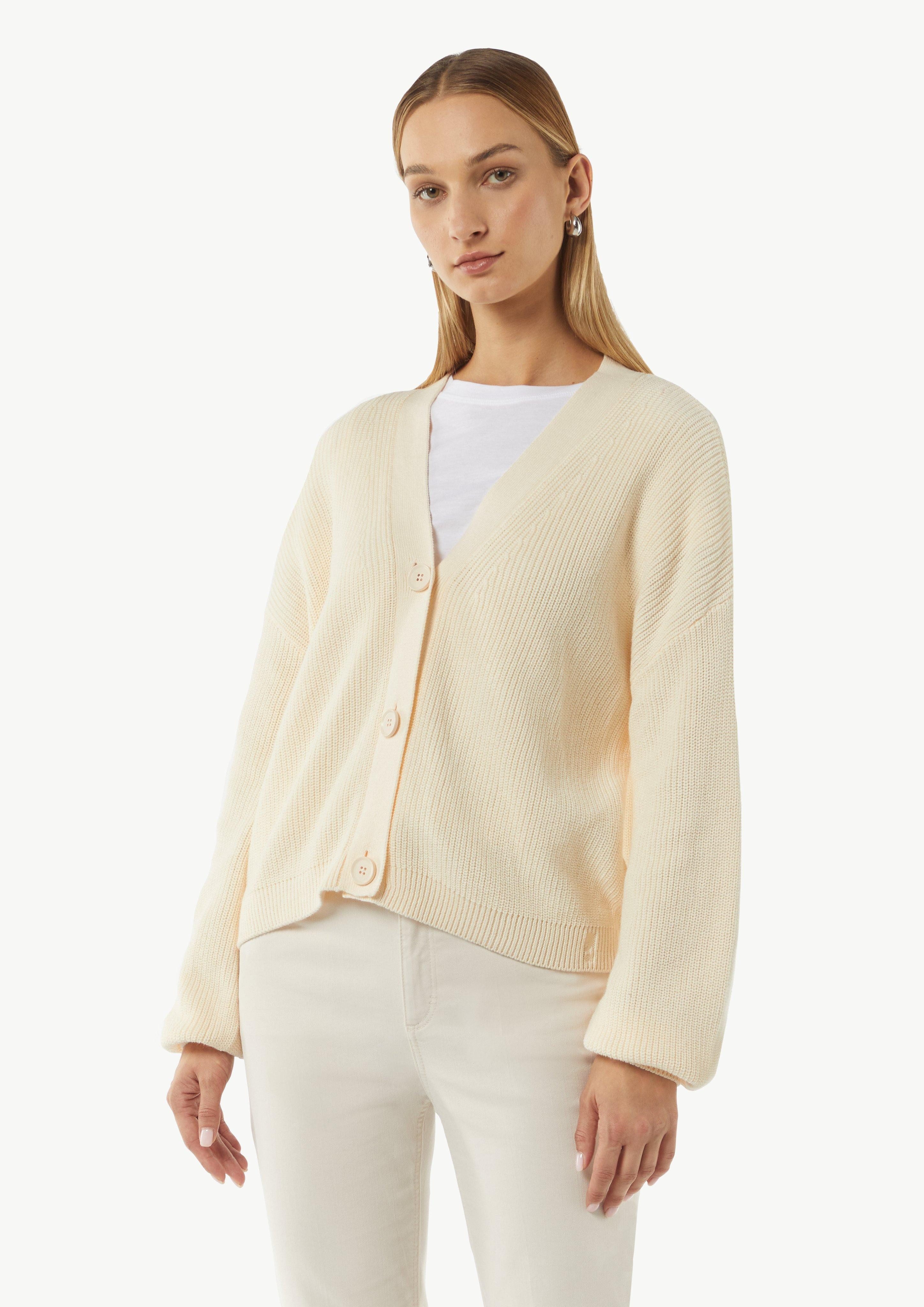 Strickjacke Cardigan mit Rippstruktur und überschnittenen Schultern