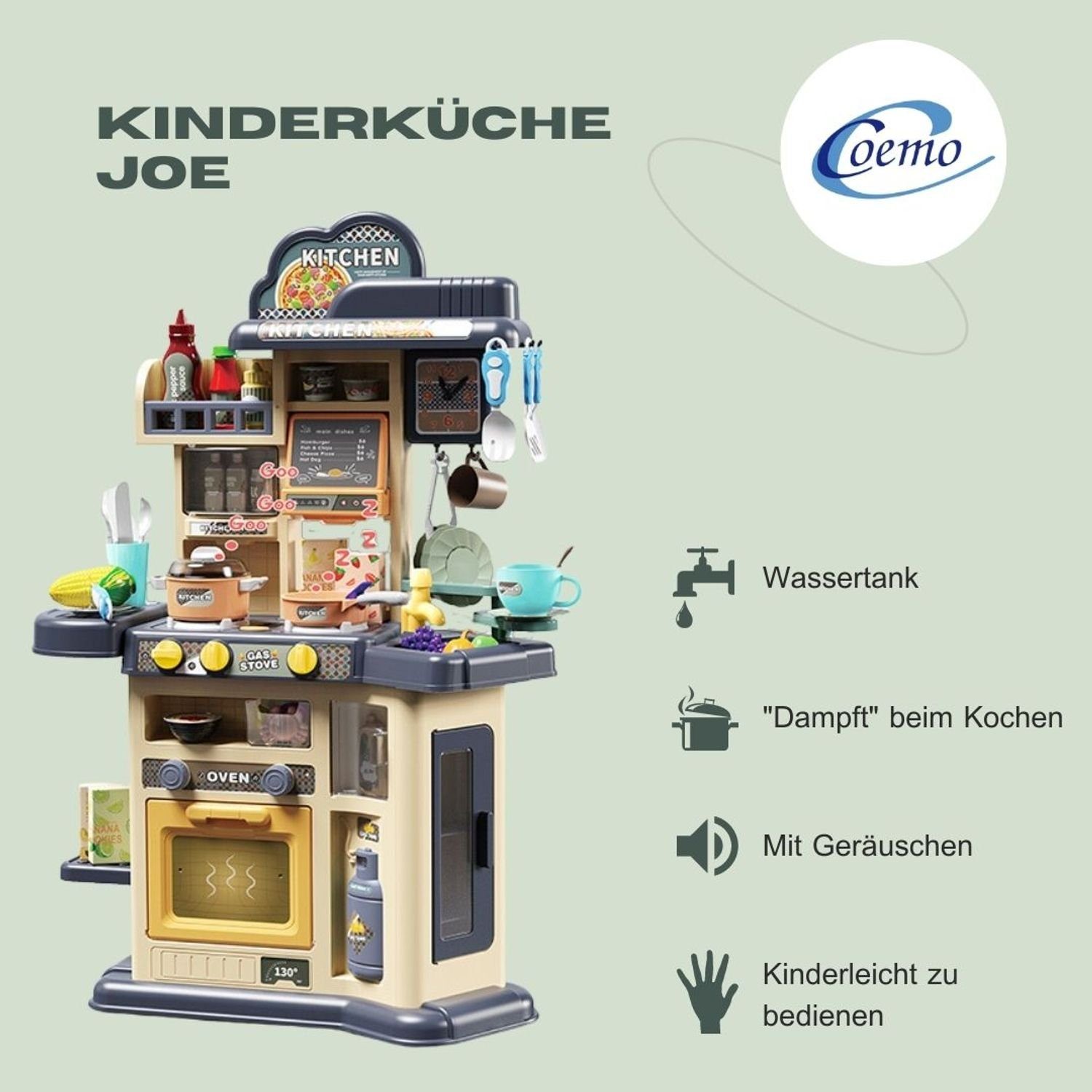 Coemo Spielküche JOE Kunststoff, Blau, Kinderküche günstig online kaufen