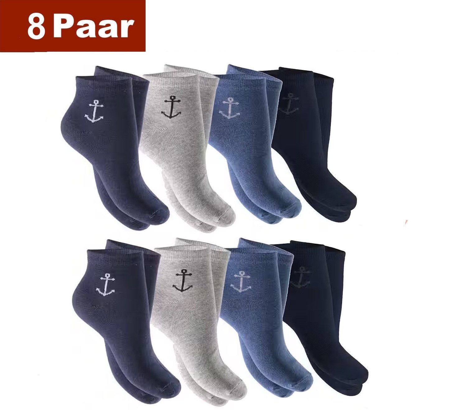 Cocain underwear Sneakersocken Bunte Kurze Herren Sneaker Socken Füsslinge Söckchen Baumwolle bunt (Spar-Set, 8-Paar) verschiedene Modelle - Baumwolle