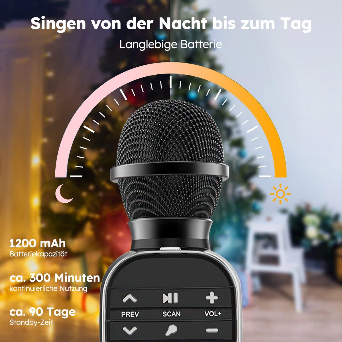 MOPUEA Mikrofon Kabellose Karaoke-Handmikrofon, Bluetooth-Karaokemaschine (Tragbarer Handmikrofon-Lautsprecher, 1-tlg), Kabelloses Mikrofon geeignet für Familienfeiern, Karaoke-Singen