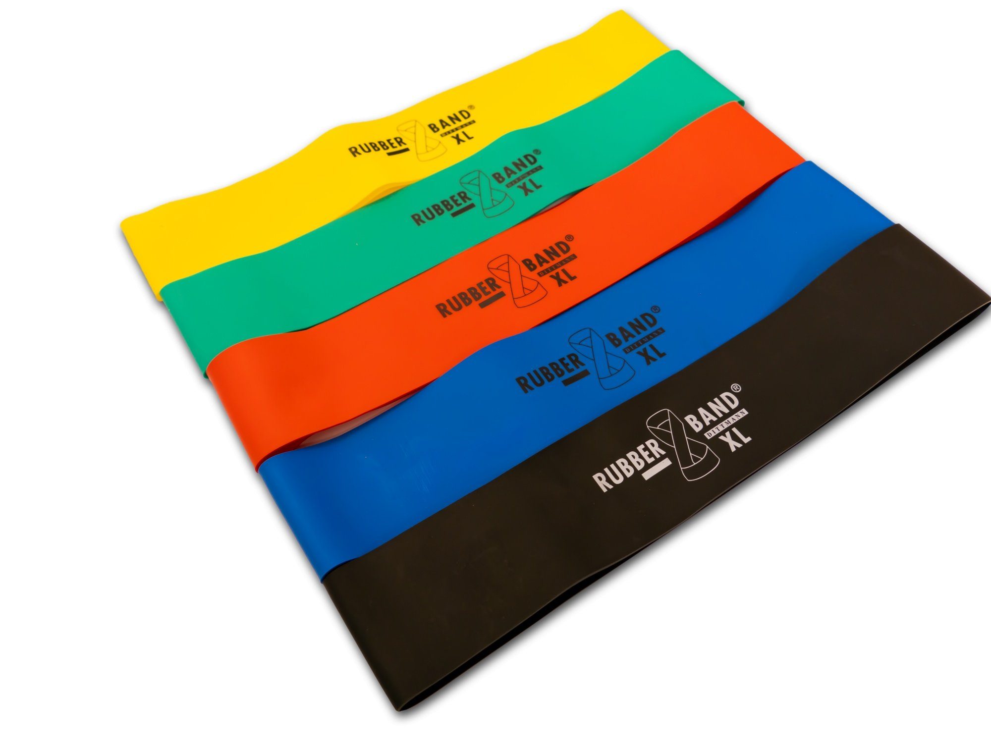 Dittmann Trainingsbänder XL Rubberband mit Logo, in drei verschiedenen Widerständen Gelb