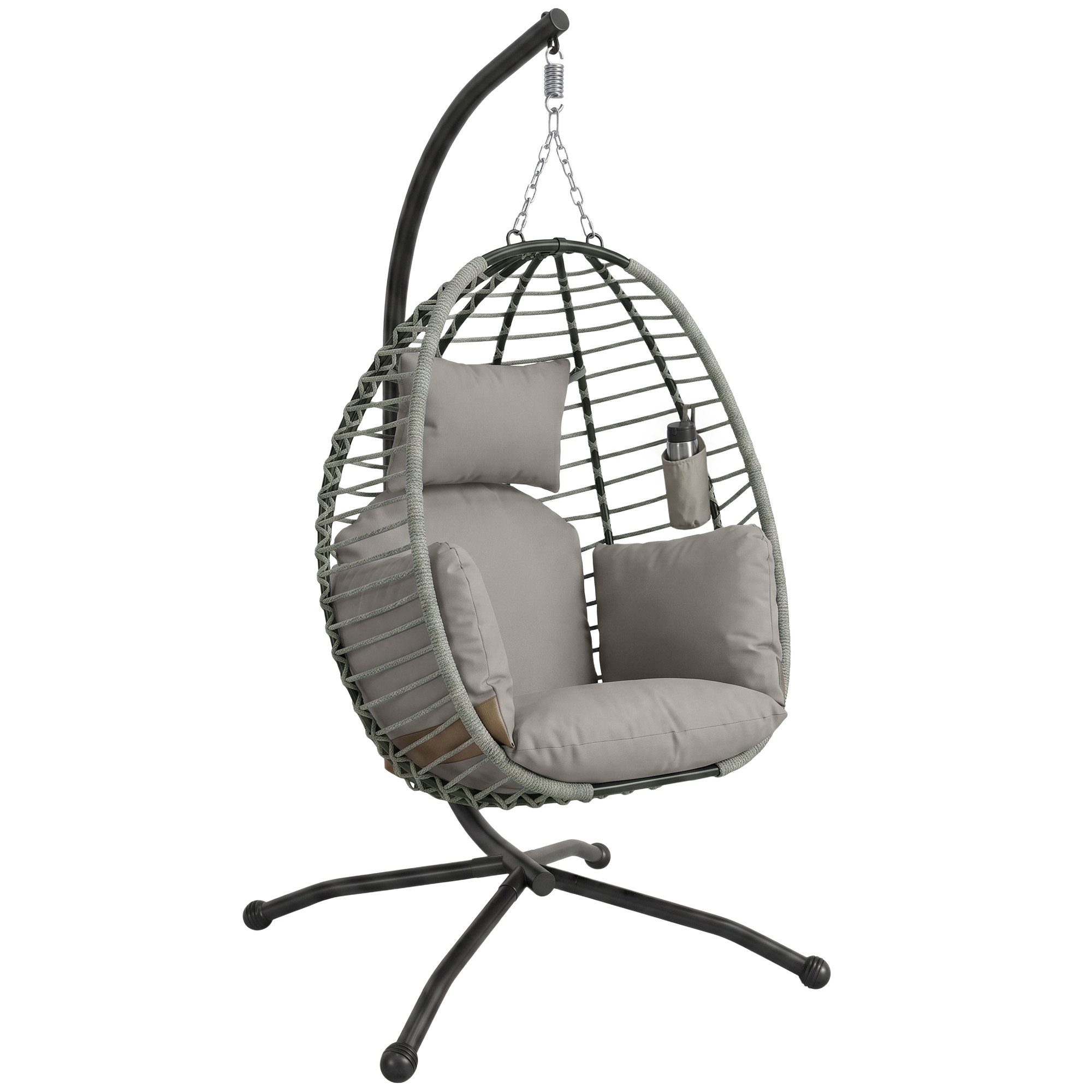 Outsunny Hängesessel Hängeschaukel mit waschbarem Sitz, Hängematte, Indoor Outdoor (Korbsessel, 1-St., Schaukelsessel), für Garten, Wohnzimmer, bis 120 kg Belastbar, Stahl, Grau. Reduzierter Preis € 181,90. Unverbindliche Preisempfehlung € 341,90