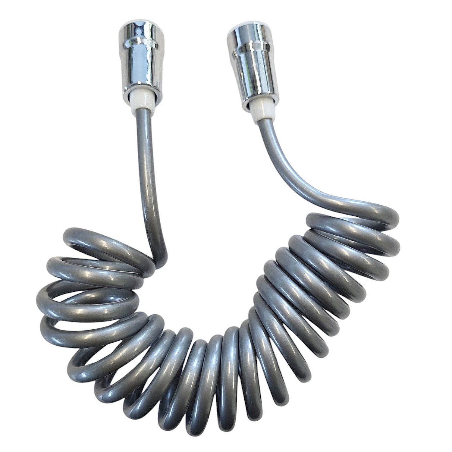 Sanixa Brauseschlauch Spiralbrauseschlauch 3 m Grau Duschschlauch flexibel, (Camping Knickschutz Spiralschlauch Duschschlauch, Duschzubehör für Handbrause Dusche Bad), 1/2 Zoll Anschluss Kunststoff Nylon dehnbar