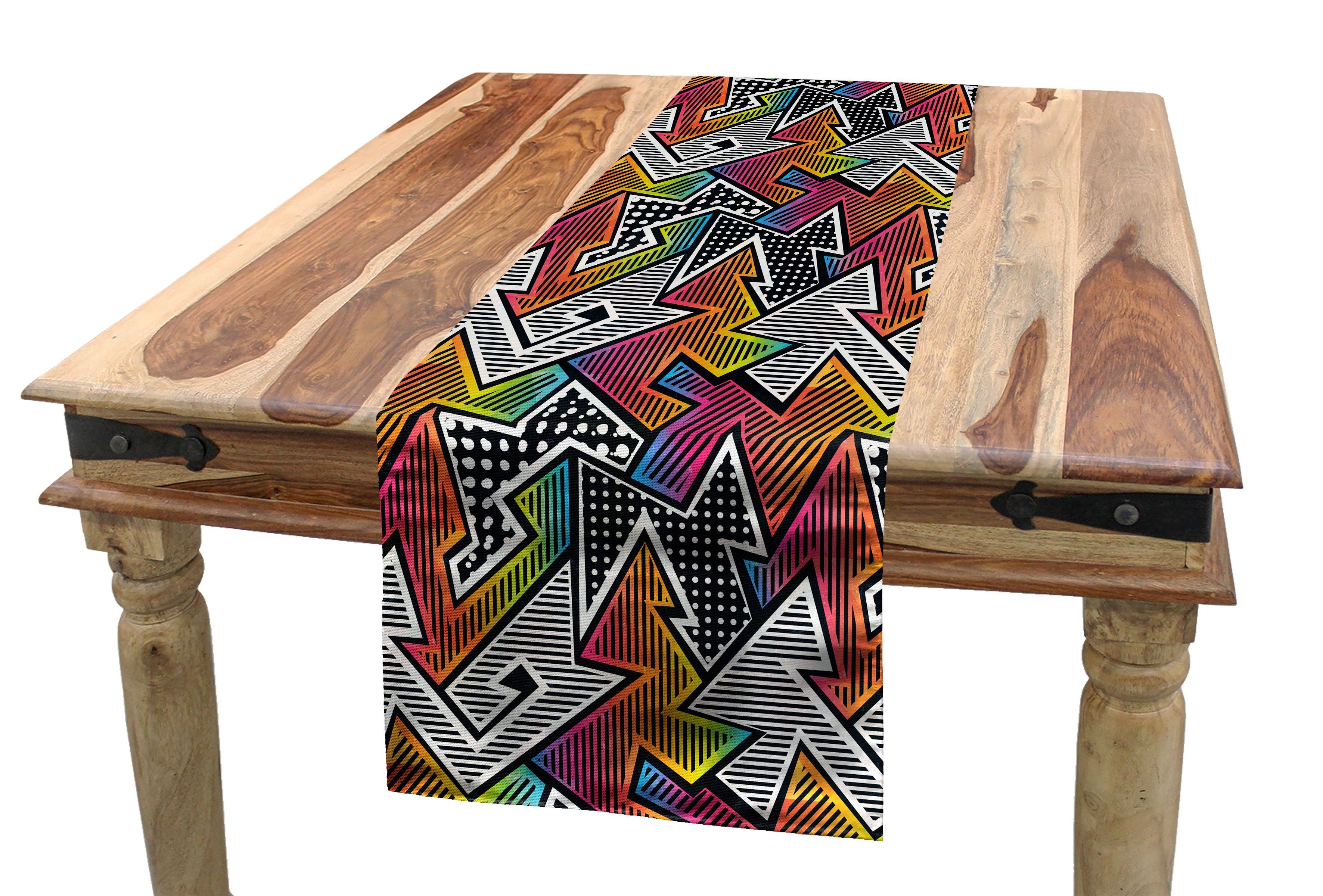 Abakuhaus Tischläufer Esszimmer Küche Rechteckiger Dekorativer Tischläufer, Retro Bunte Pop-Art inspiriert
