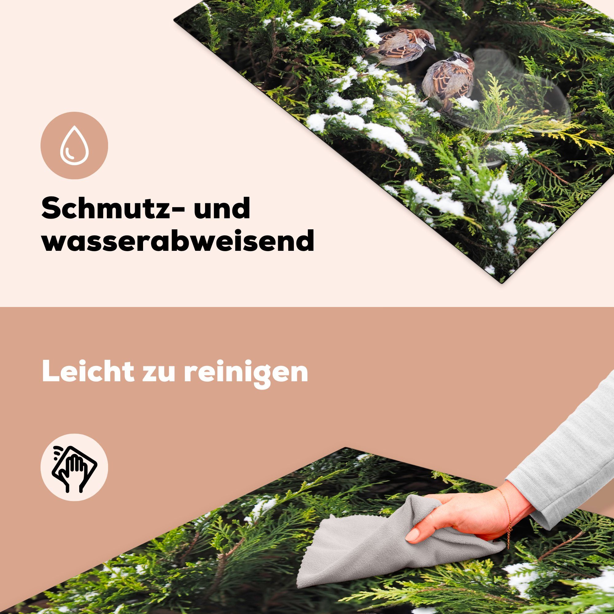 Ringelspatzen Wald, cm, Ceranfeldabdeckung die 81x52 Induktionskochfeld im Herdblende-/Abdeckplatte küche, MuchoWow für Schutz Vinyl, Zwei tlg), (1