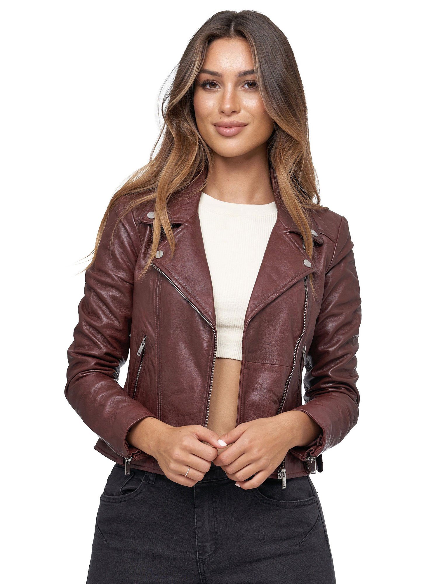 Tazzio Lederjacke F507 Biker Look mit günstig online kaufen