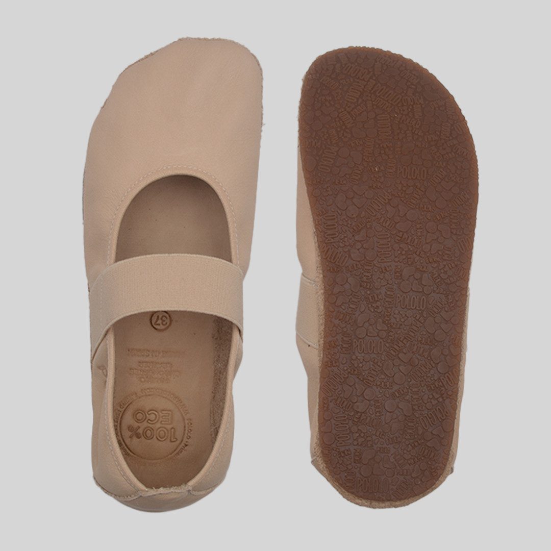 POLOLO Barfuß Ballerina Kaya, Damen Barfußschuh aus natürlich gegerbtem Leder
