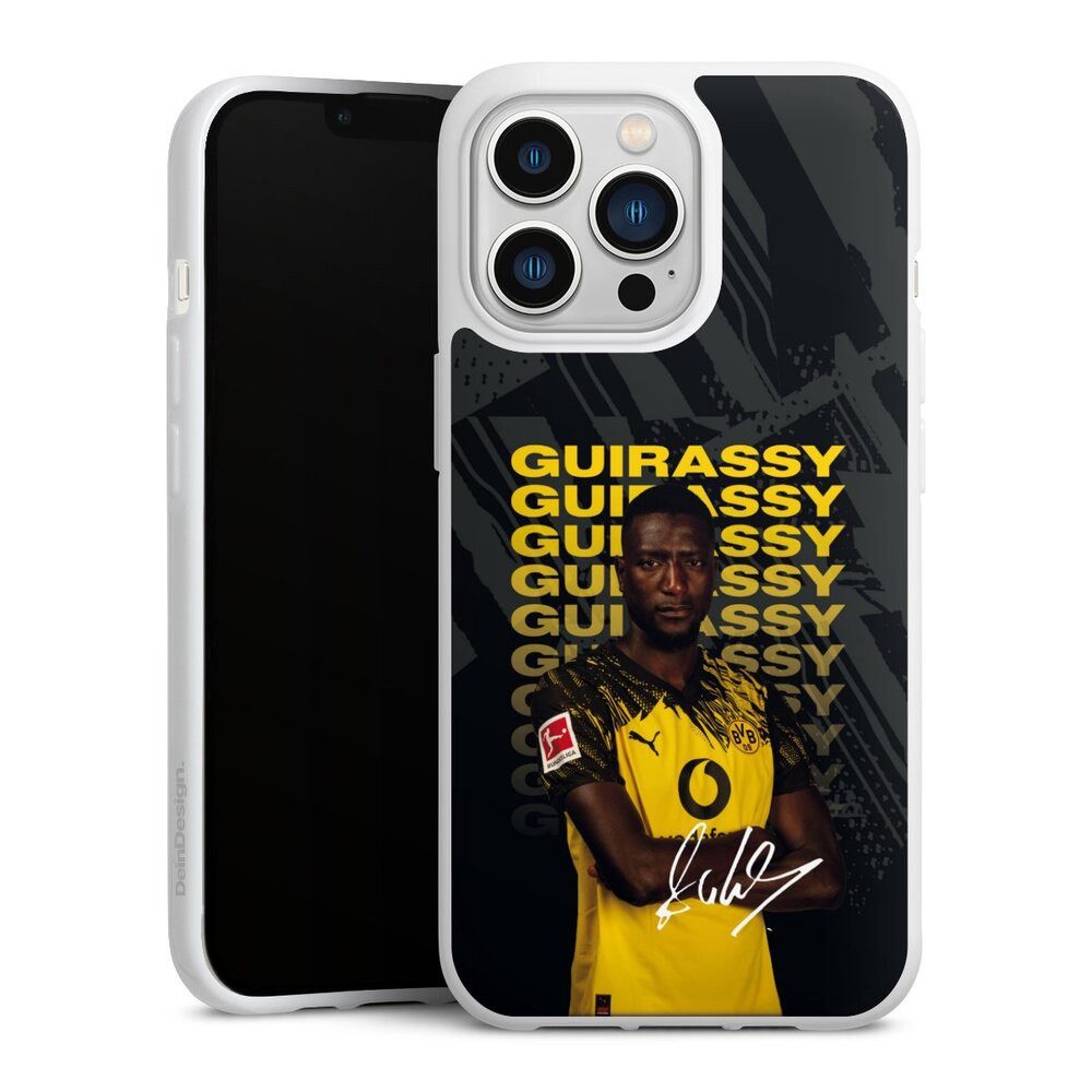 DeinDesign Handyhülle Borussia Dortmund Serhou Guirassy BVB Serhou Guirassy 25/26, Apple iPhone 13 Pro Silikon Hülle Bumper Case Handy Schutzhülle
