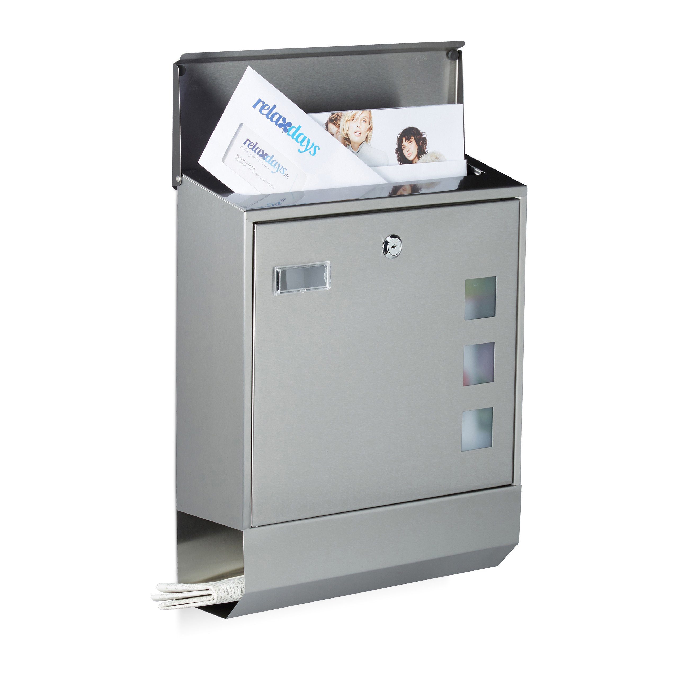 relaxdays Briefkasten Edelstahl