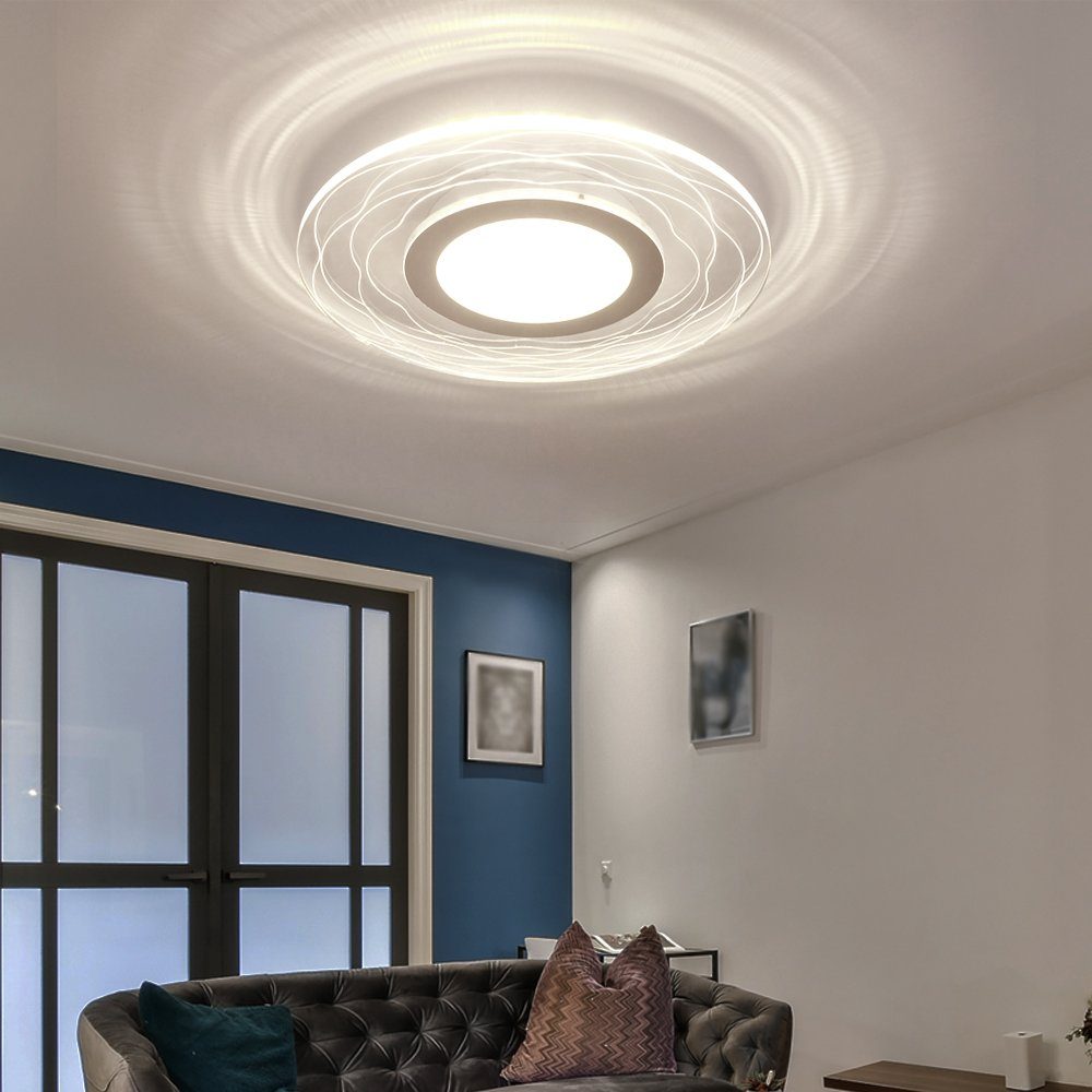 etc-shop LED Deckenleuchte, LED-Leuchtmittel fest verbaut, Warmweiß, Deckenleuchte rund 45 cm Deckenlampe LED für Wohnzimmer, Acryl