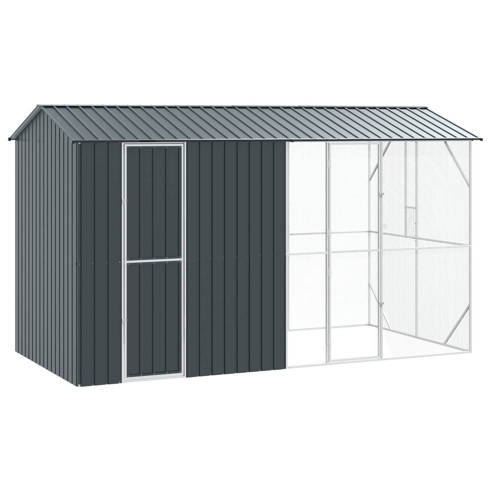vidaXL Vogelkäfig, Vogelkäfig Anthrazit 430 x 208 x 247 cm Verzinkter Stahl