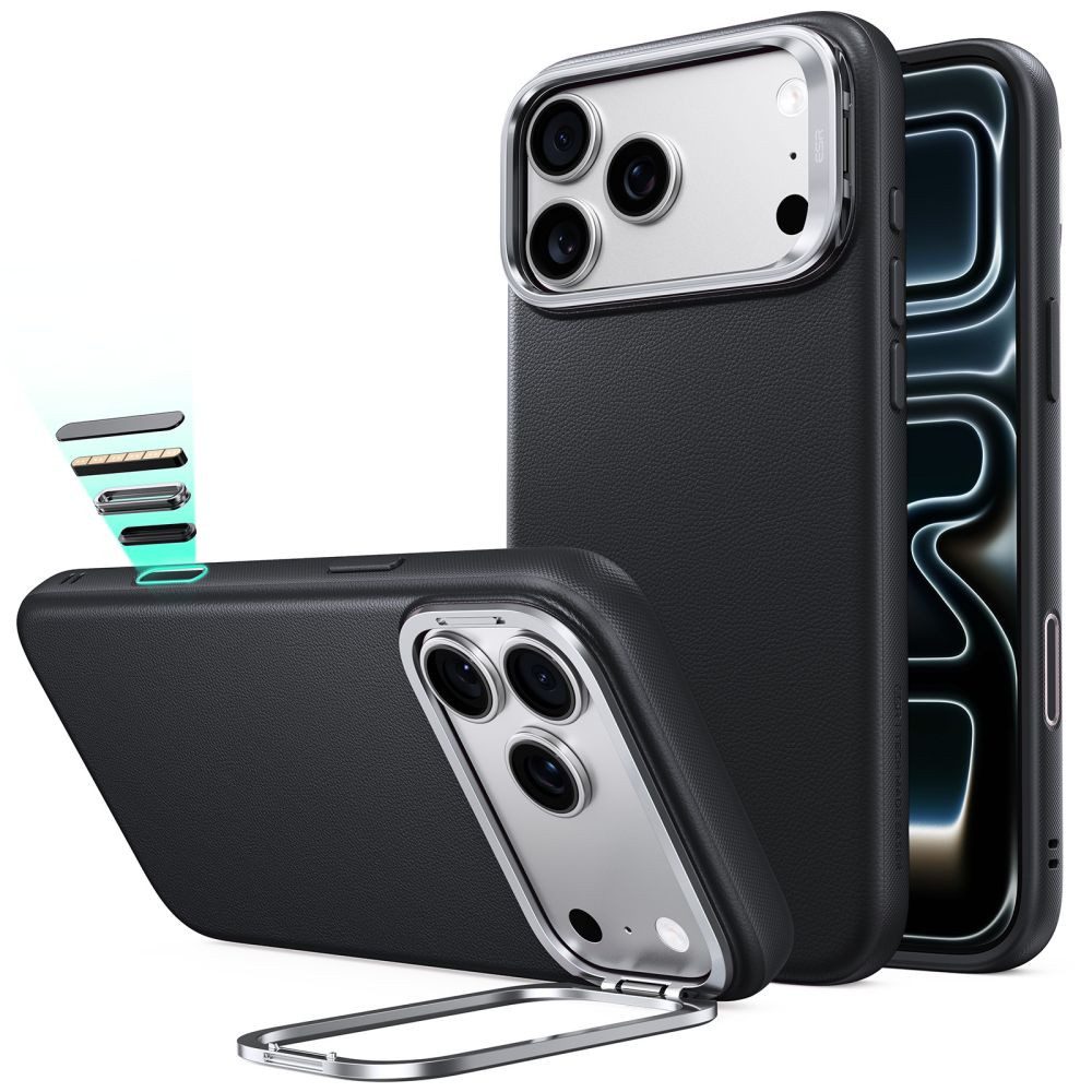 ESR Handyhülle Lederschutzhülle Standhülle Magnethülle, MagSafe, Ständer, veganes Leder, Militärstandard