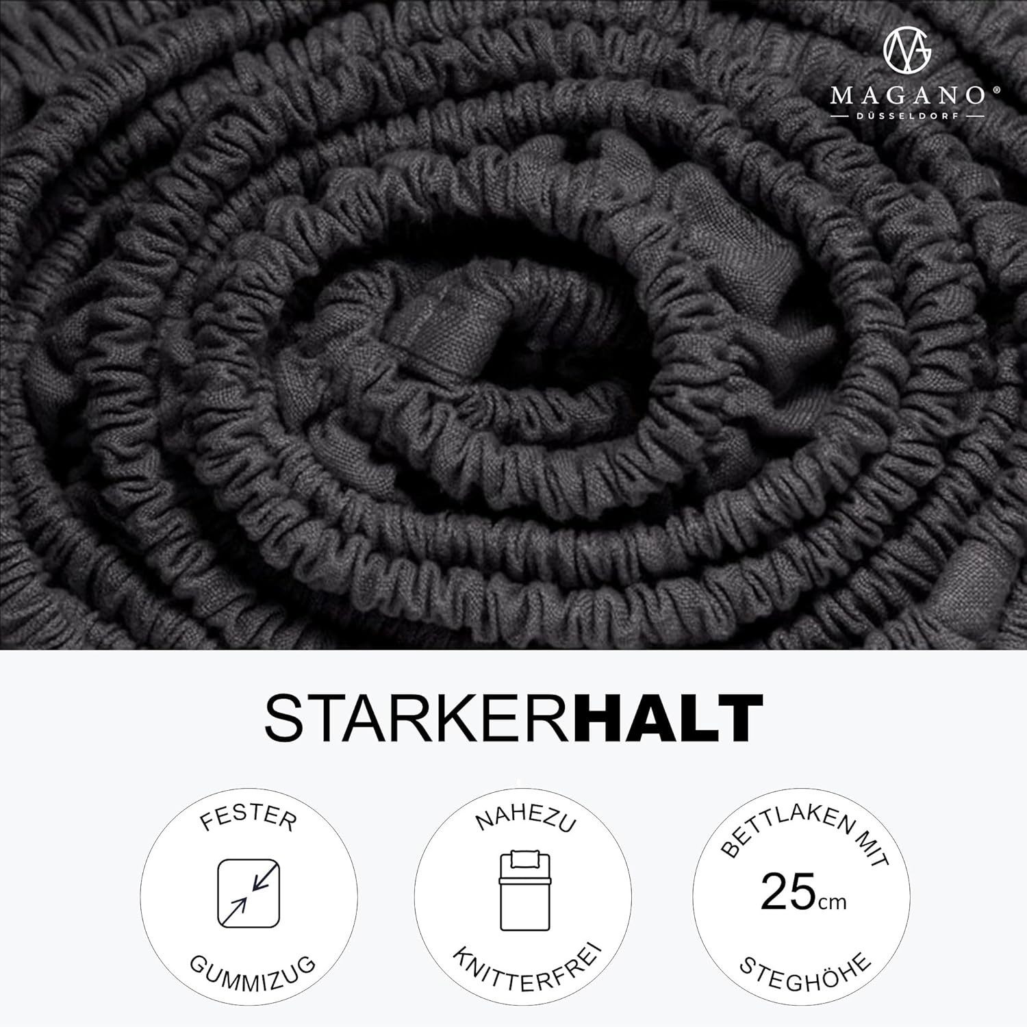 MAGANO Spannbettlaken Premium Bettlaken, Gummizug: rundum, Ultra weich, Knitterarm, Hypoallergen – Bild 4 von 5