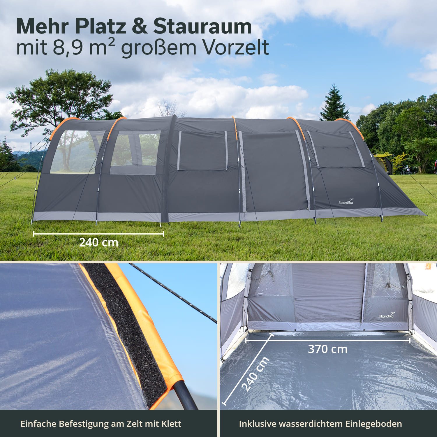 Skandika Vorzelt Canopy für Gotland 5, Personen: 5, Wetterschutz, Große Seitenfenster, 5000 mm Wassersäule, 2,1 m Stehhöhe