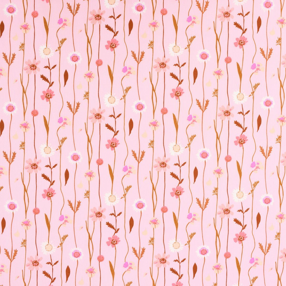 Thumbnail - SCHÖNER LEBEN. Stoff Rico Design Baumwollstoff Wildblumen rosa bunt 1,4m Breite
