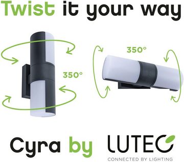 LUTEC LED Außen-Wandleuchte CYRA, LED fest integriert, drehbar