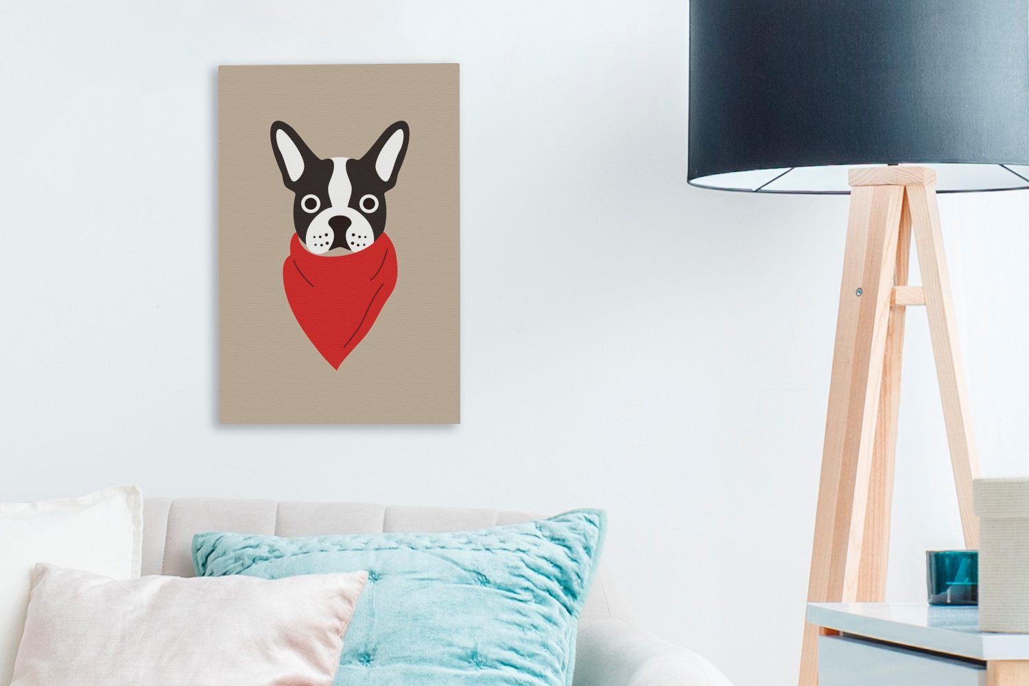 OneMillionCanvasses® Leinwandbild Gemälde, bespannt Leinwandbild St), 20x30 Porträt cm - (1 Rot, Zackenaufhänger, fertig Hund - inkl