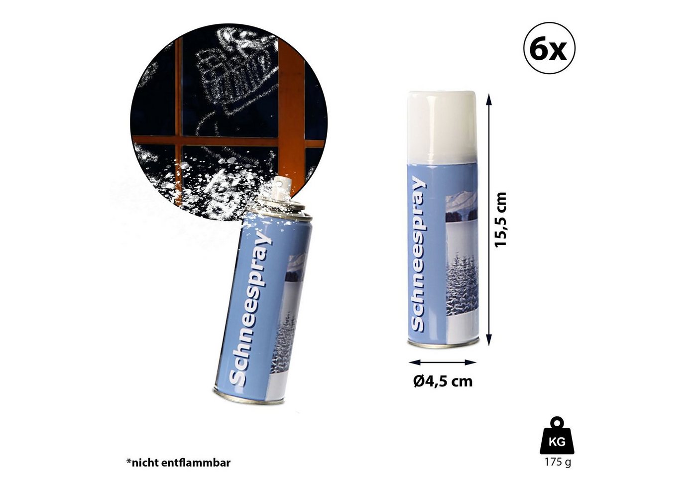 Thumbnail - CEPEWA Streudeko Schneespray Dekoschnee Streuschnee Kunstschnee, (6-tlg)