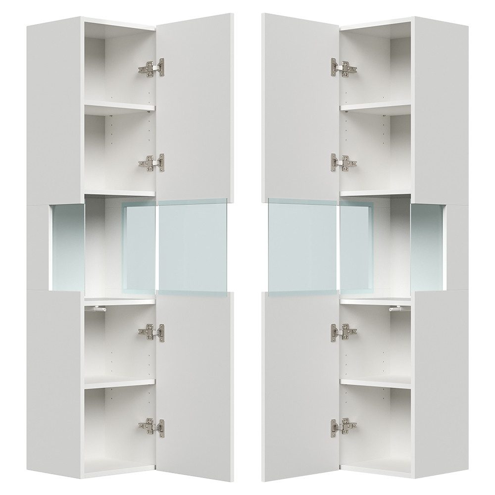 Lomadox Hochschrank LIVIGNO-02 150cm hoch, wandhängend, mit Glaselement, we günstig online kaufen
