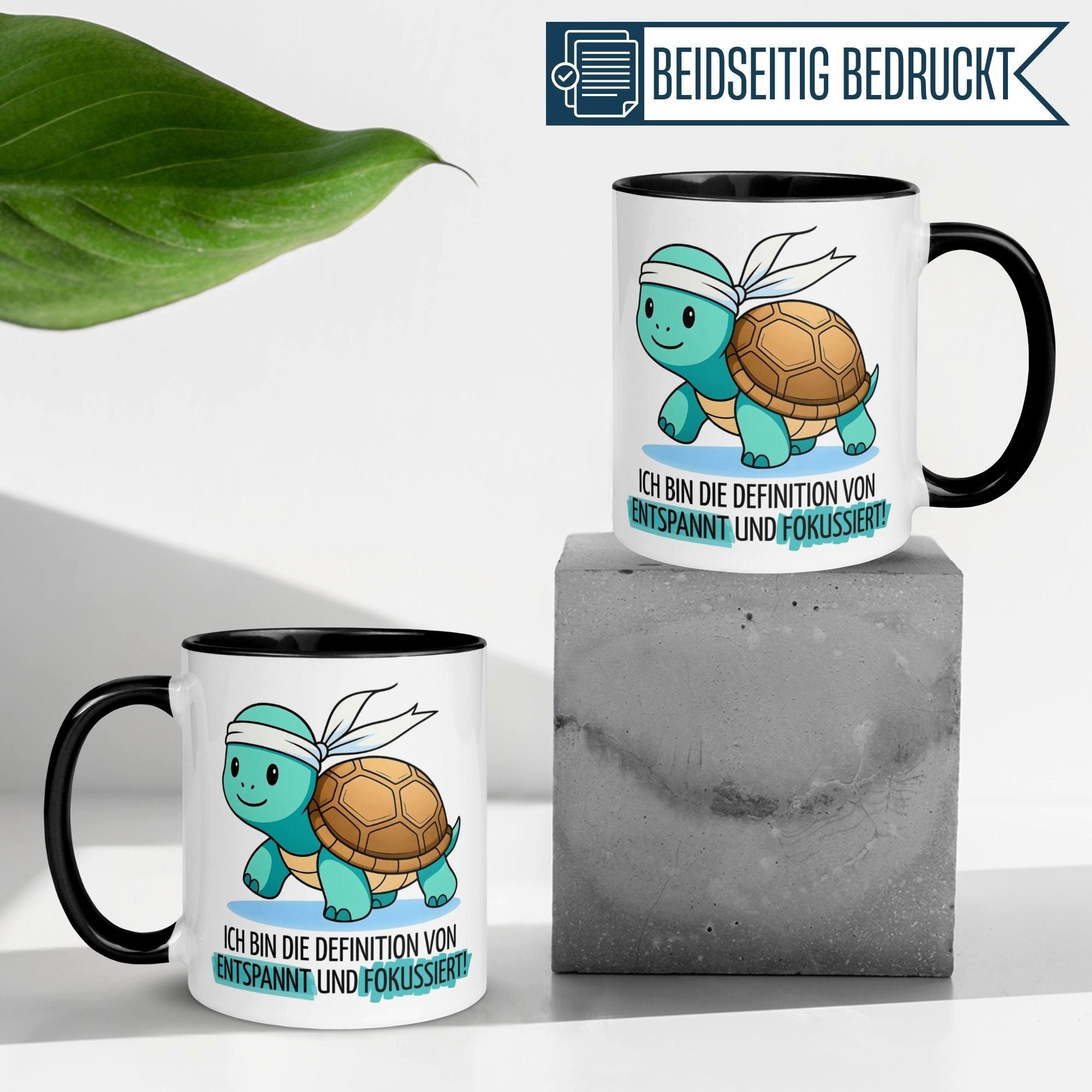 Momentals Tasse Schildkröte – „Ich bin die Definition von entspannt und fokussiert“, Gratis Versand · Links-&Rechtshänder · Spülmaschinenfest