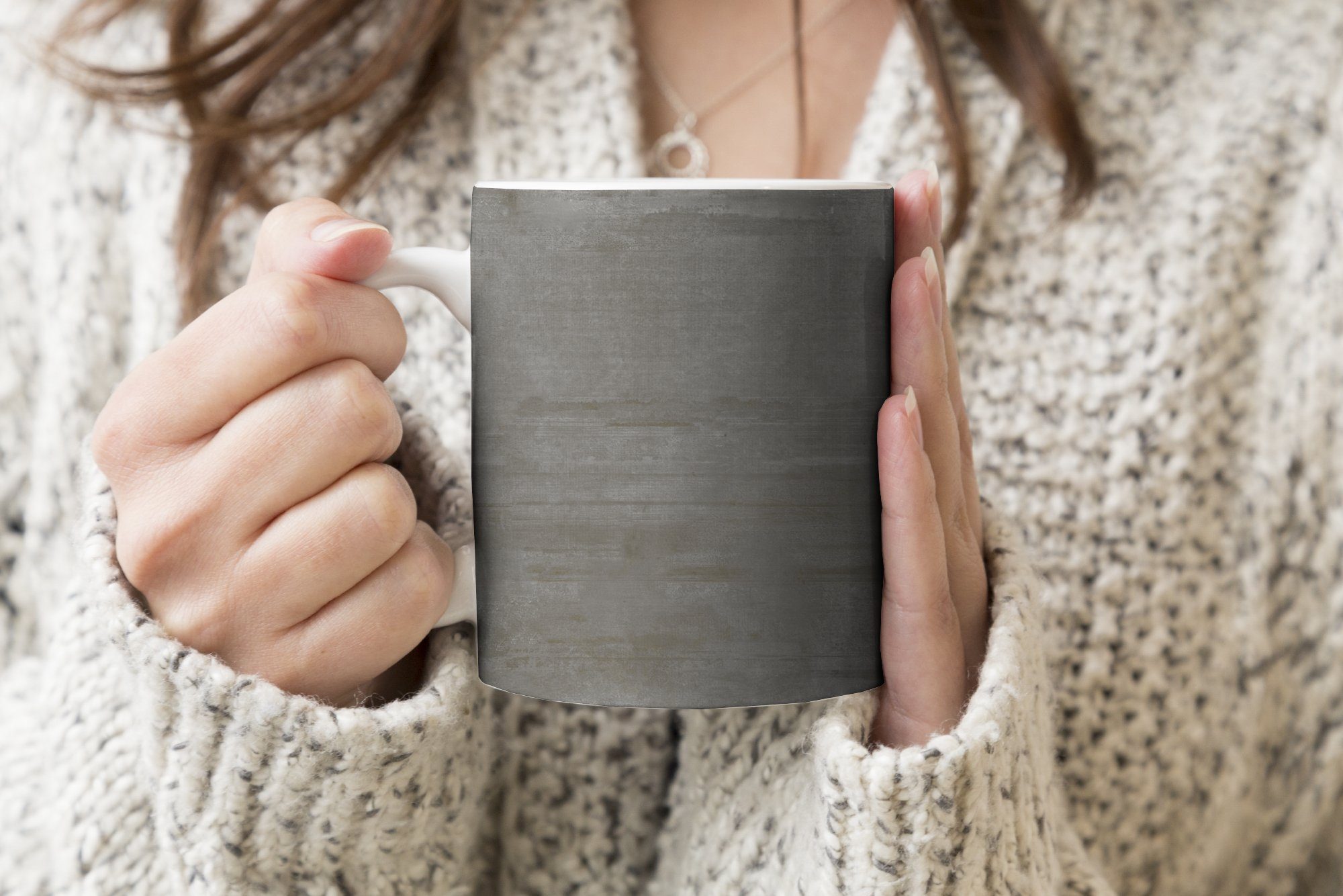 Teetasse, Geschenk - Beton Muster Keramik, Kaffeetassen, - Becher, Teetasse, MuchoWow Tasse Grau,