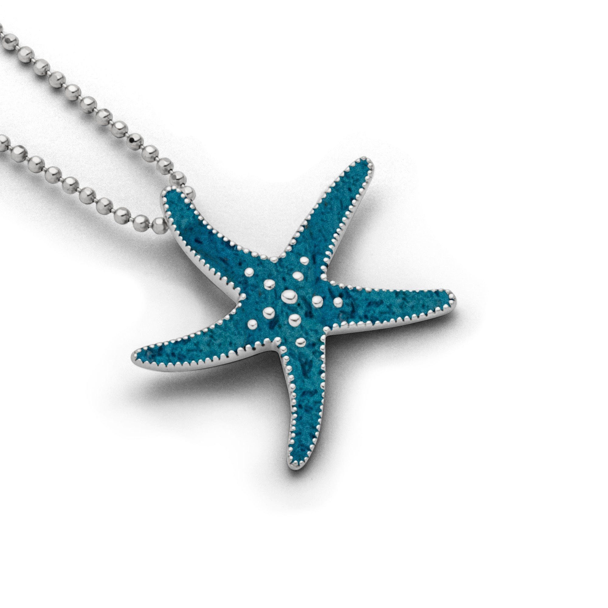 Kettenanhänger DUR Schmuck: Anhänger "Seestern / Steinsand blau" P3429
