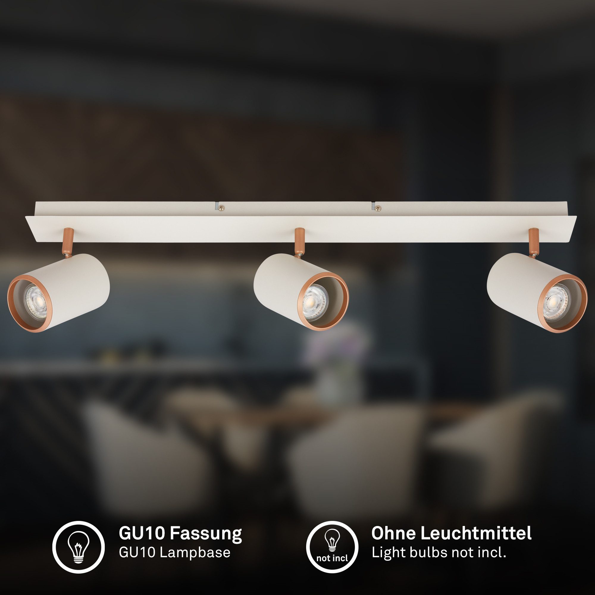 Briloner Leuchten LED Deckenspot Deckenlampe modern Spotleuchte LED schwenkbar, 3-flammig, ohne Leuchtmittel