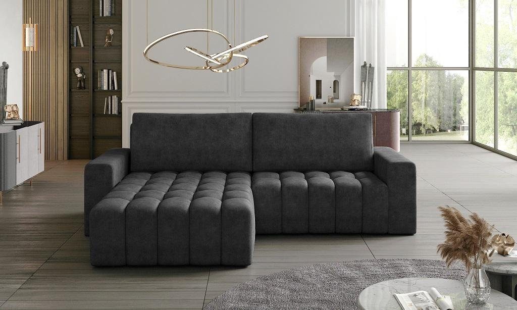 JVmoebel Ecksofa Ecksofa Grau Form Stoff Design Europe Polster Couch in Couch L Made Textil