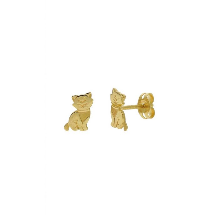 JuwelmaLux Paar Ohrstecker Ohrstecker Gold Katze Ohrringe 7 7 x 4 8 mm (2-tlg) Mädchen Kinderohrstecker Gold 585/000 inkl. Schmuckschachtel AN10679