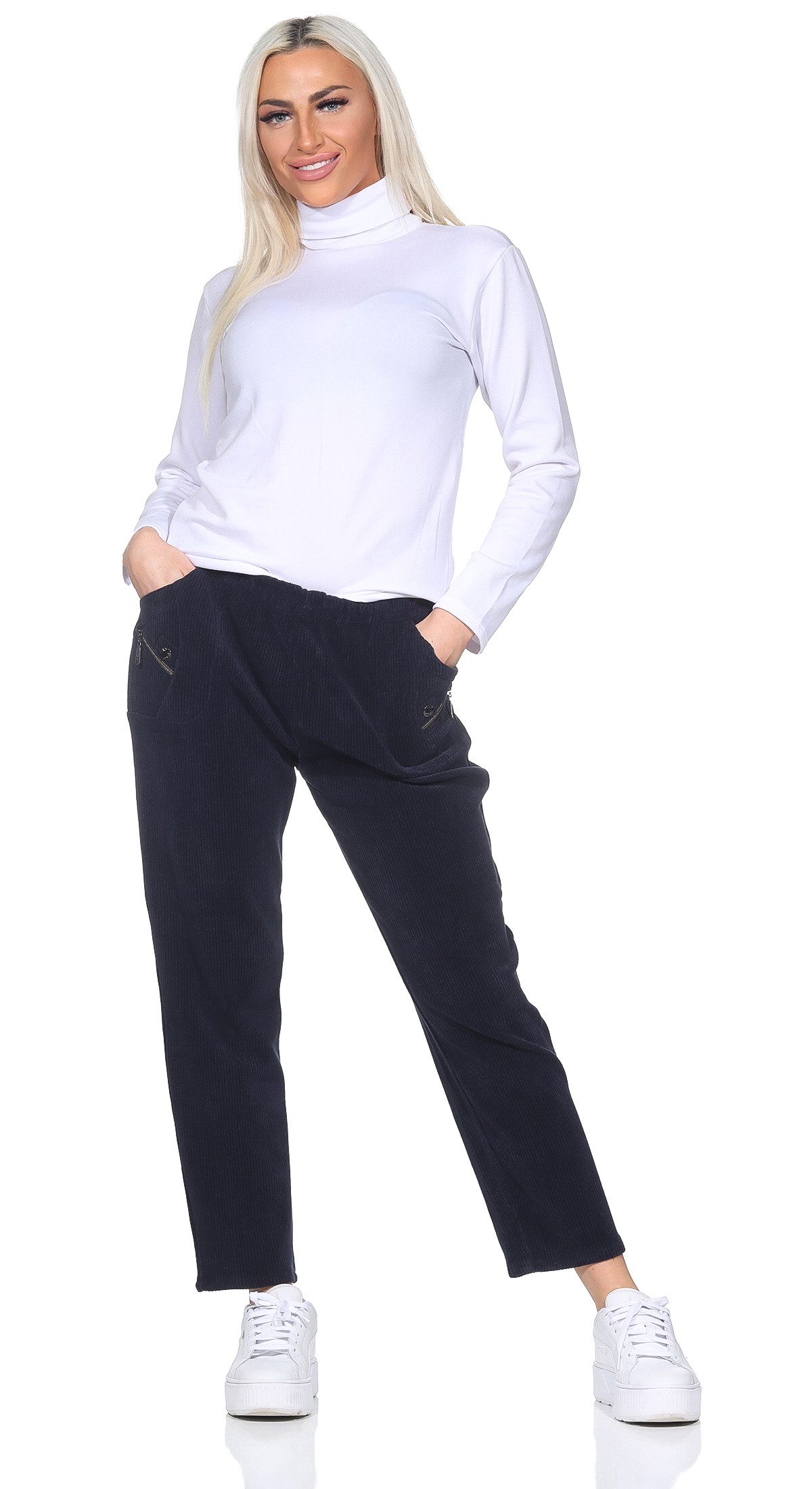 Cherry Berry Cordhose Damen Cordhose Kurzgröße Stoffhose bqueme Schlupfhose günstig online kaufen