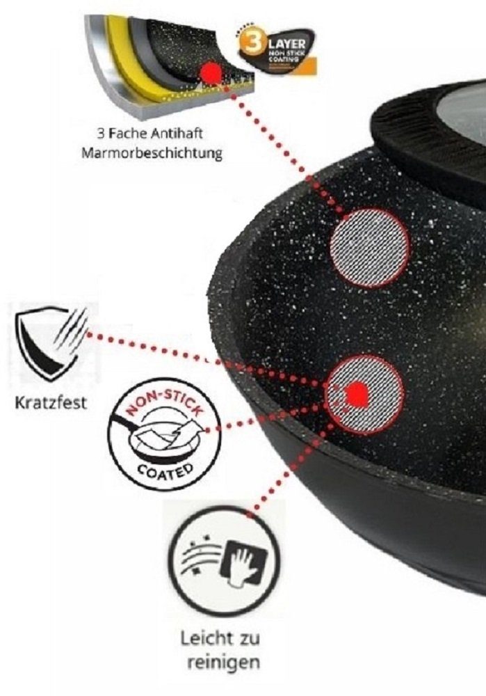 Cheffinger Bratpfanne Pfanne 28cm Induktion Deckel Bratpfanne Antihaft, für alle Herdarten