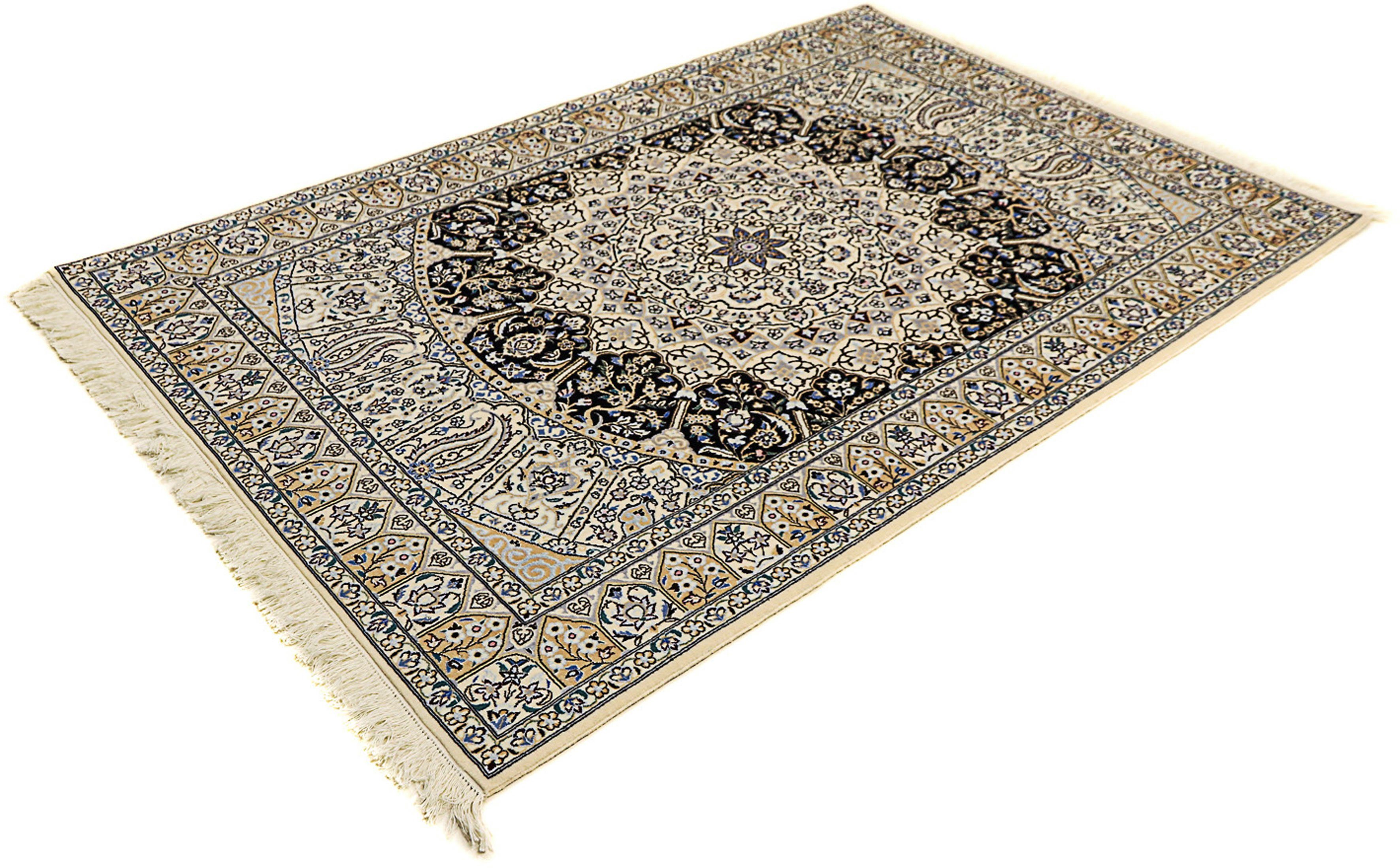 Orientteppich Perser - Nain - Premium - 190 x 128 cm - beige, morgenland, rechteckig, Höhe: 6 mm, Wohnzimmer, Handgeknüpft, Einzelstück mit Zertifikat