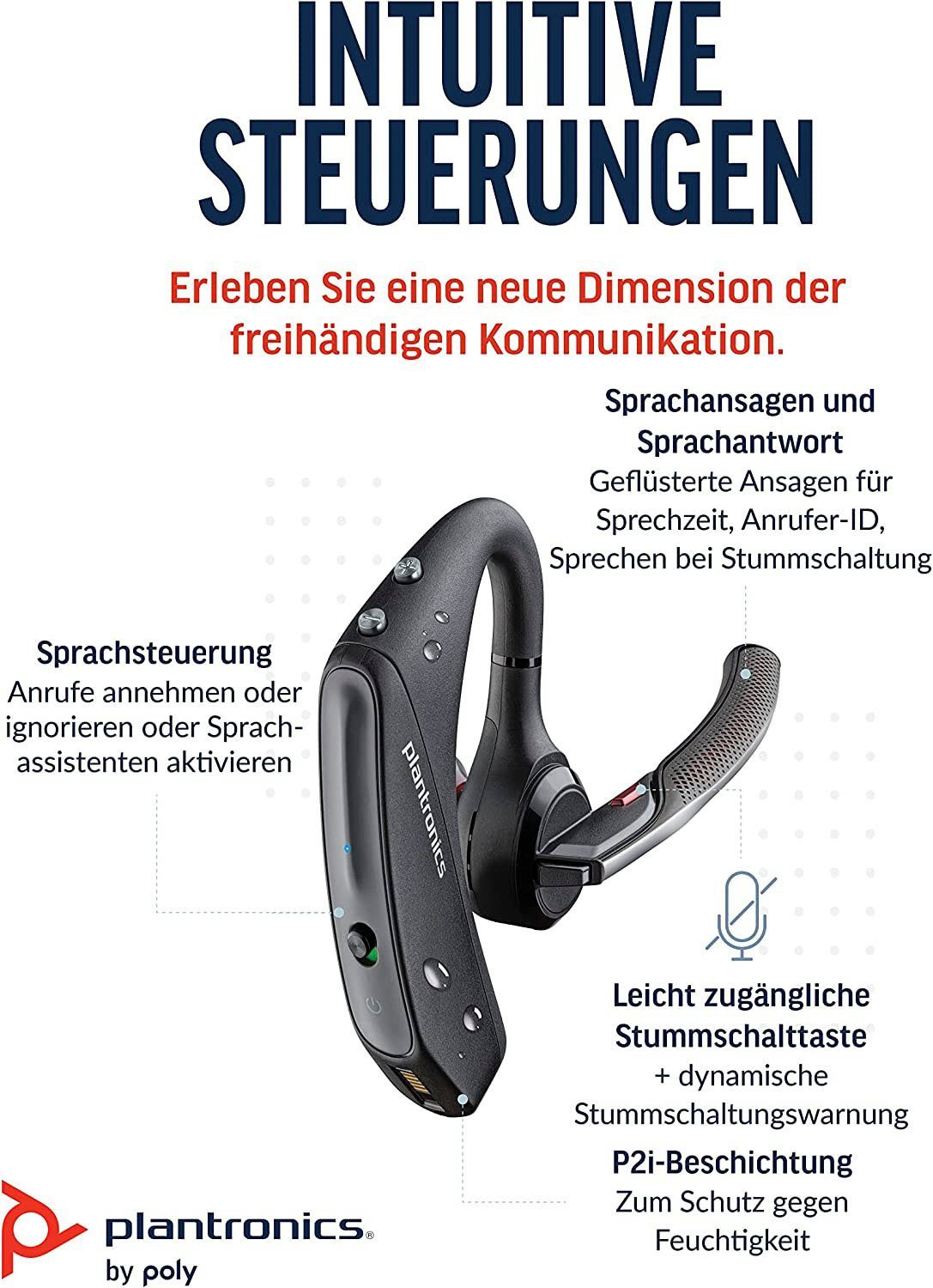 Voyager 5200 Wireless-Headset Poly (Noise-Cancelling, Bluetooth)