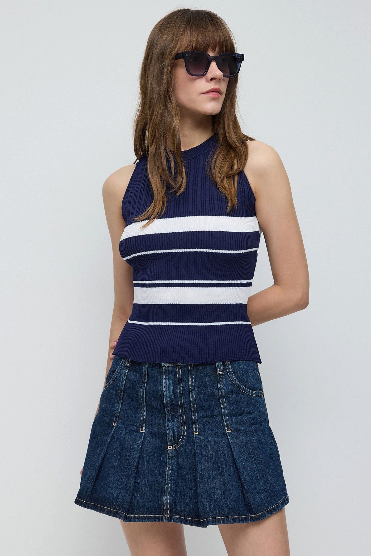 Blusentop Basic-Stricktop