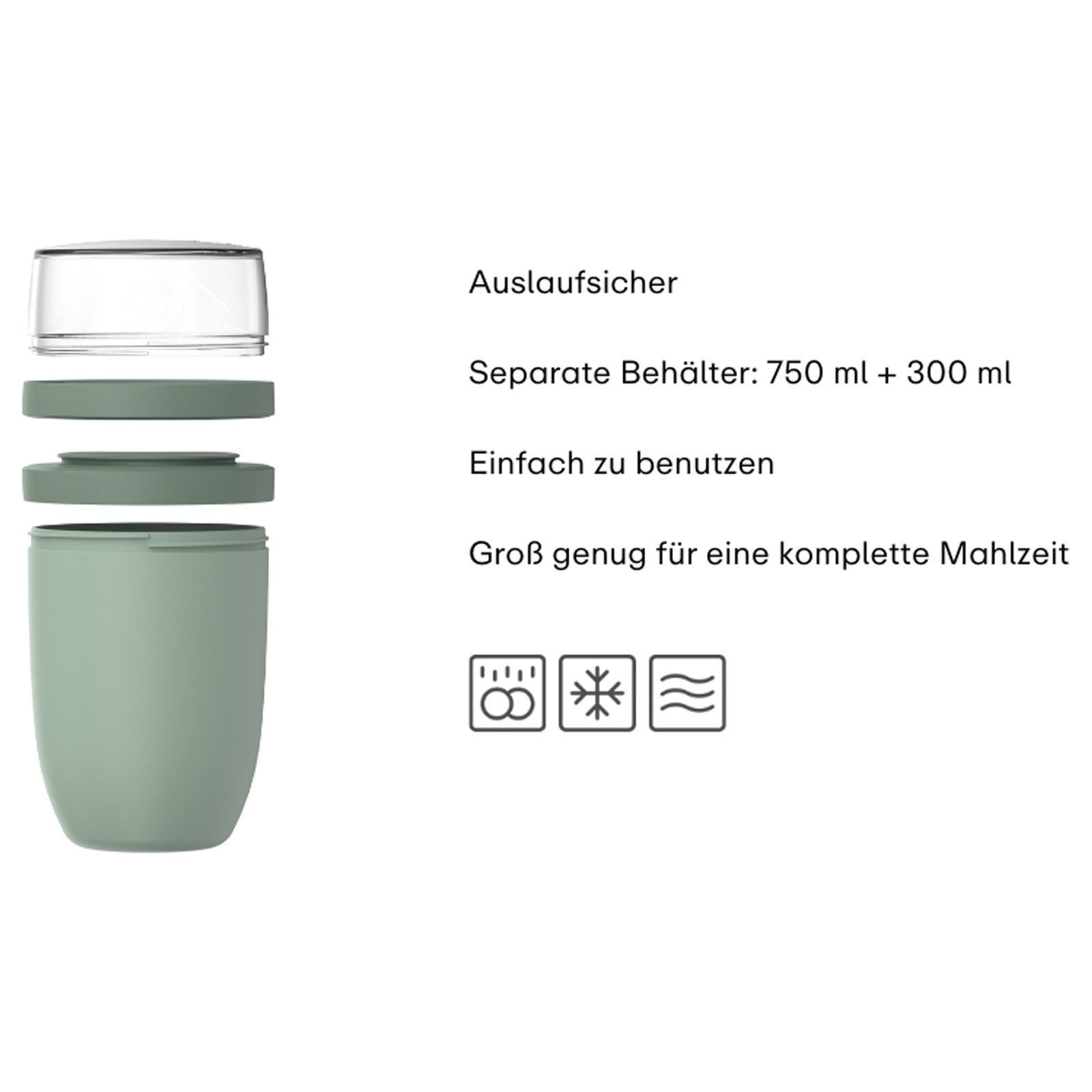 Mepal Lunchbox Ellipse Lunchpot XL 750 ml + 300 ml, Kunststoff, (1-tlg), Spülmaschinengeeignet, Mikrowellenfest