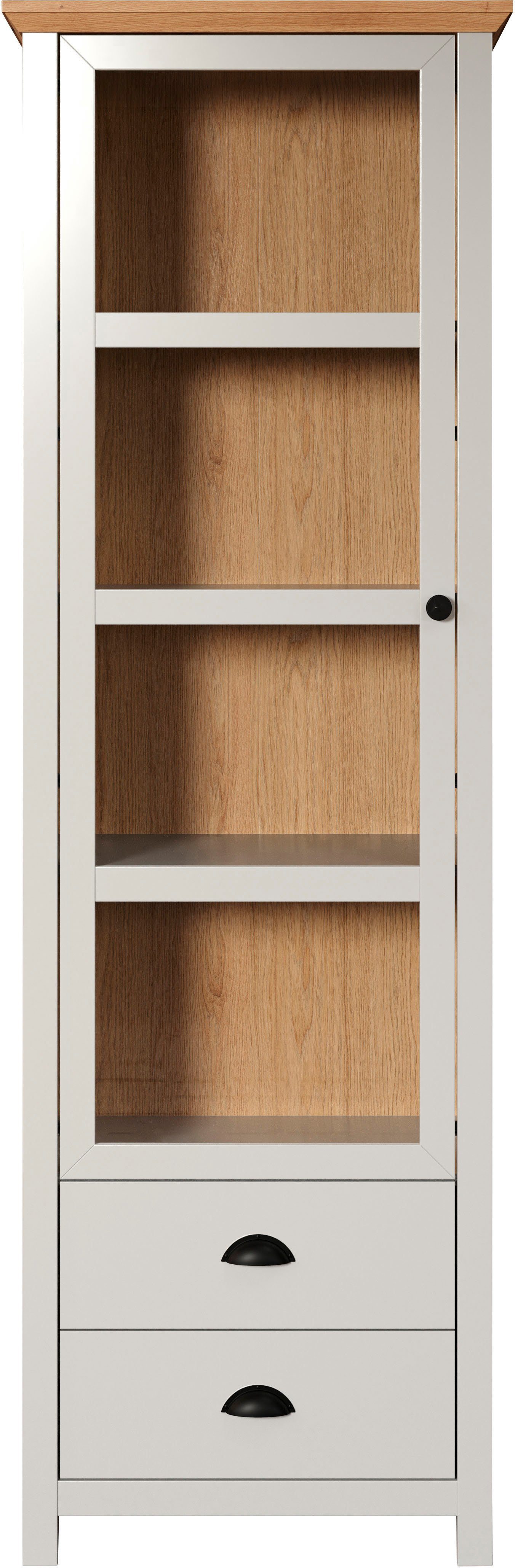 Home affaire Vitrine Herzwill hellgrau / Artisan Eiche, matt, 65 x 201 cm, mit Glastür