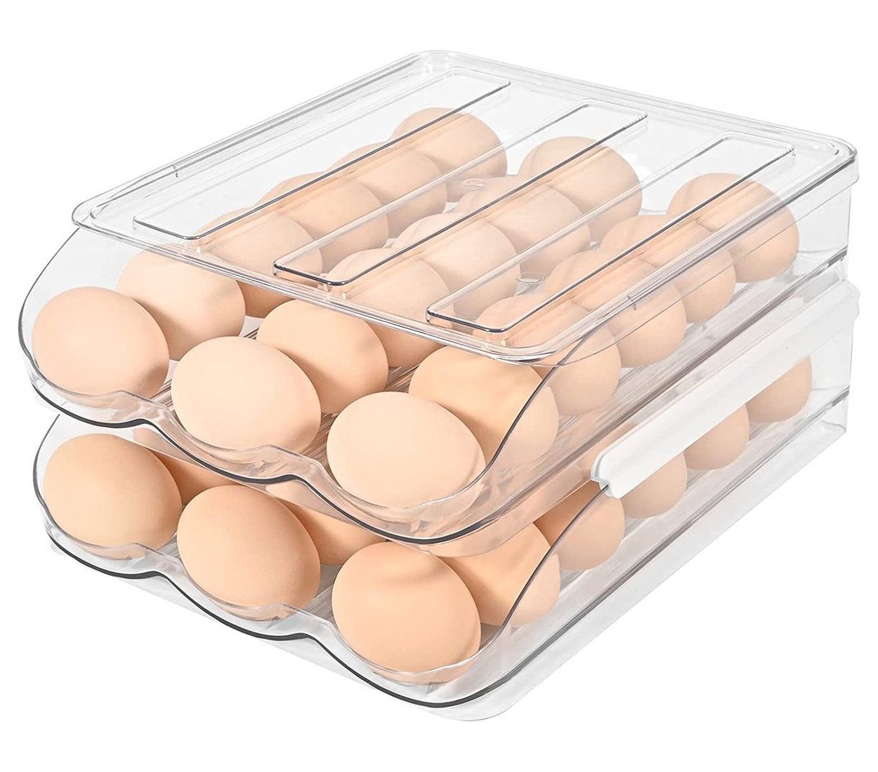 BOTC Eierkorb Eierkorb Kühlschrank Eierbox für 36 Eier, Kunststoff, (set, Kühlschrank-Organizer,Eier-Aufbewahrungsbox), 2 Ebenen,Eierhalter für Kühlschrank,transparente Eierbox