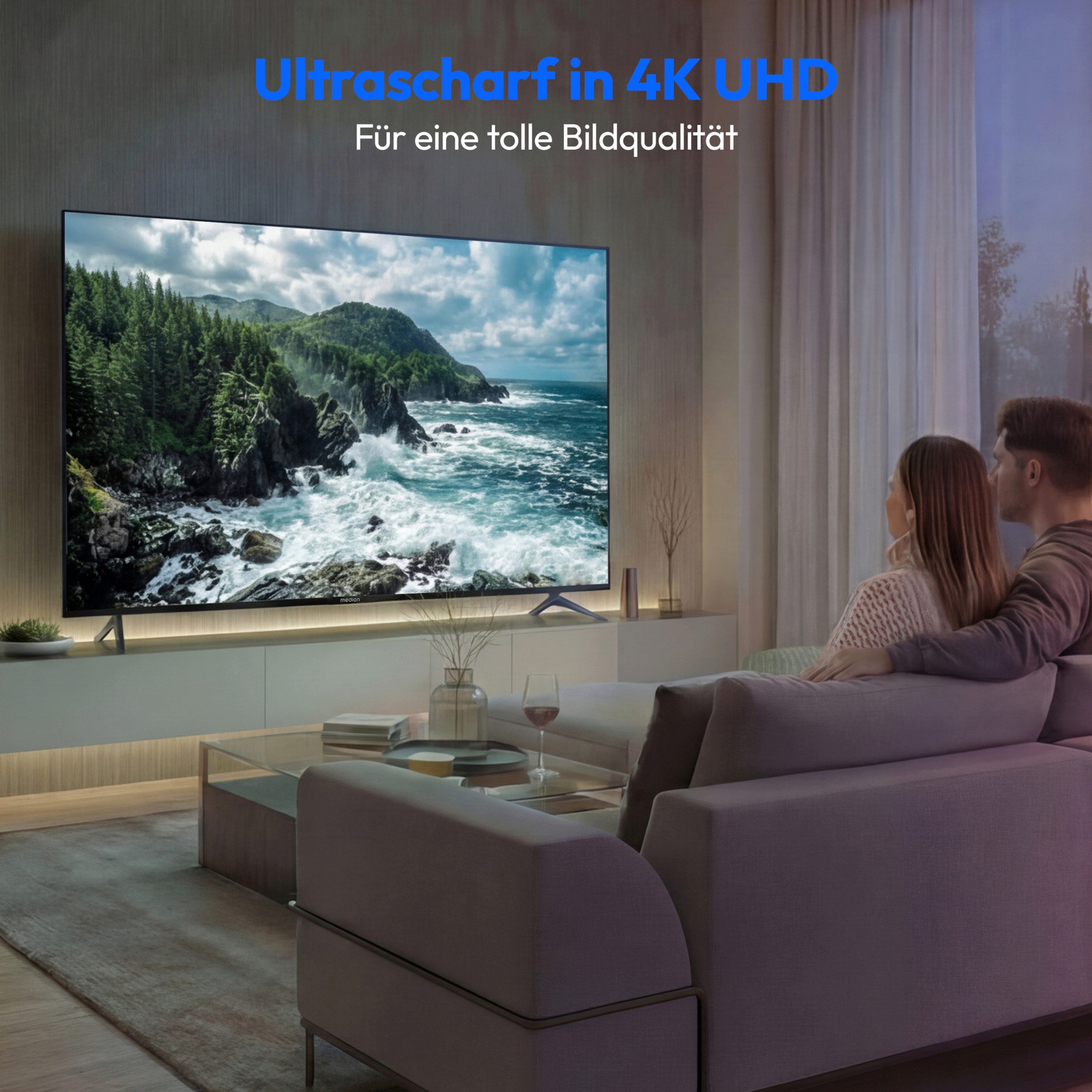 Medion® MD865201 LCD-LED Fernseher (163.9 cm/65 Zoll, 4K Ultra HD, Smart-TV, Netflix, HBO Max, Prime Video, Disney+, Magenta TV, AppleTV, WOW)
